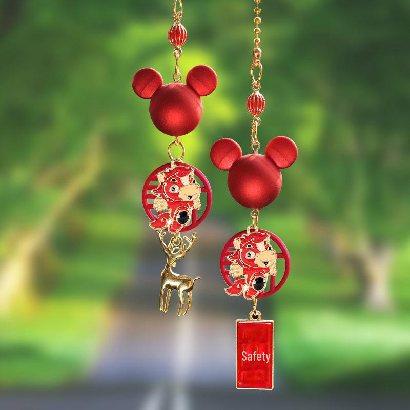 

Новогодний зодиакальный Микки Маус подвеска на зеркало заднего вида - милый мультяшный дизайн для безопасных путешествий