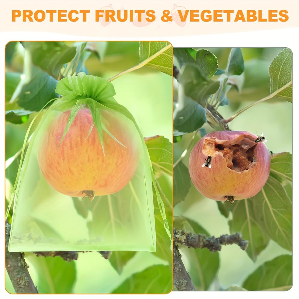 100 Stück Wiederverwendbare Obstgarten-Netzbeutel für Pflanzenschutzbeutel - Atmungsaktives Organza mit Kordelzug-Netzbeuteln, Insekten- und Vogelschutz
