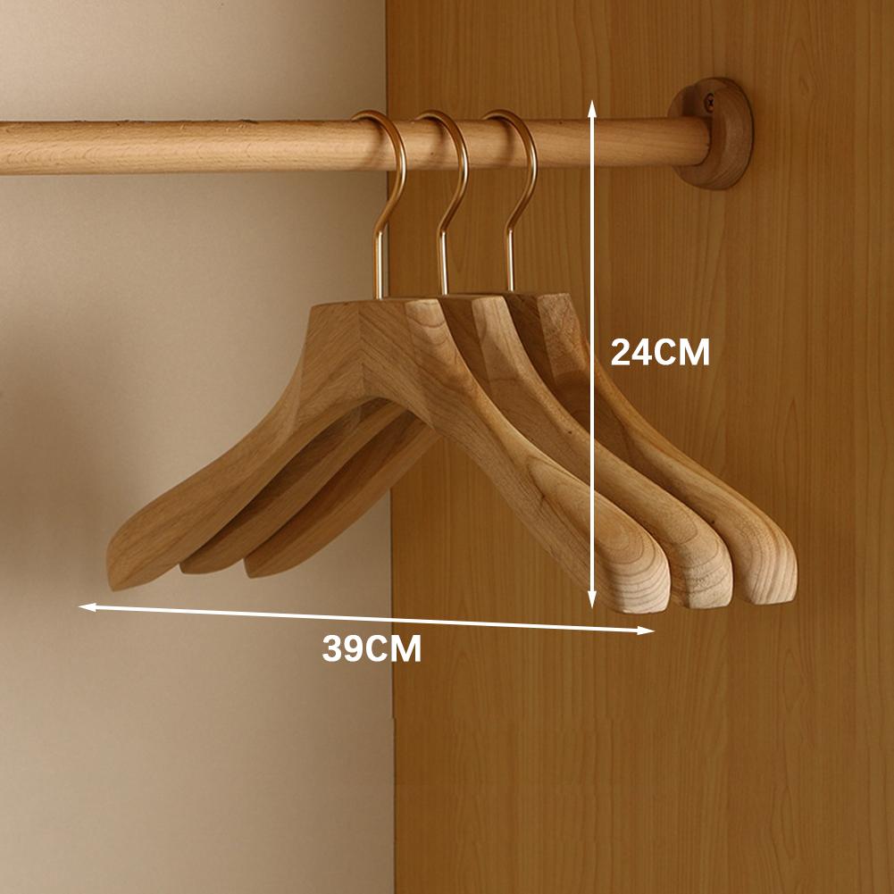 2 Piezas Percha de Madera de Hombro Ancho, Perchero de Madera de Canela con Barra Transversal de Terciopelo, Perchas para Traje con Superficie Lisa Sin Laca