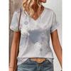 Fashion Women's V-Neck Short Sleeve 3D Casual Color Printing Casual Short Sleeve V-Neck T-Shirt