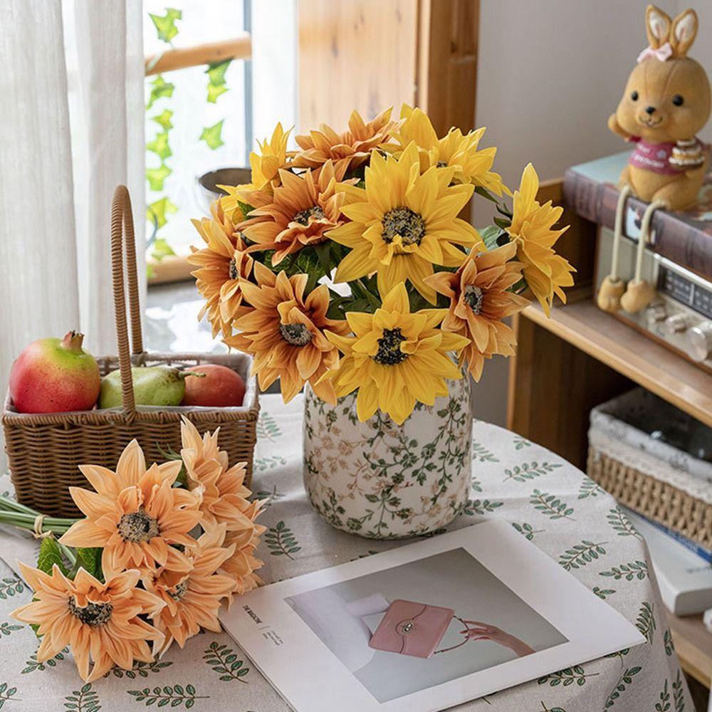 Realistic Artificial Sunflower Bouquet Elegant Simulated Sunflower  Holiday Party Wedding