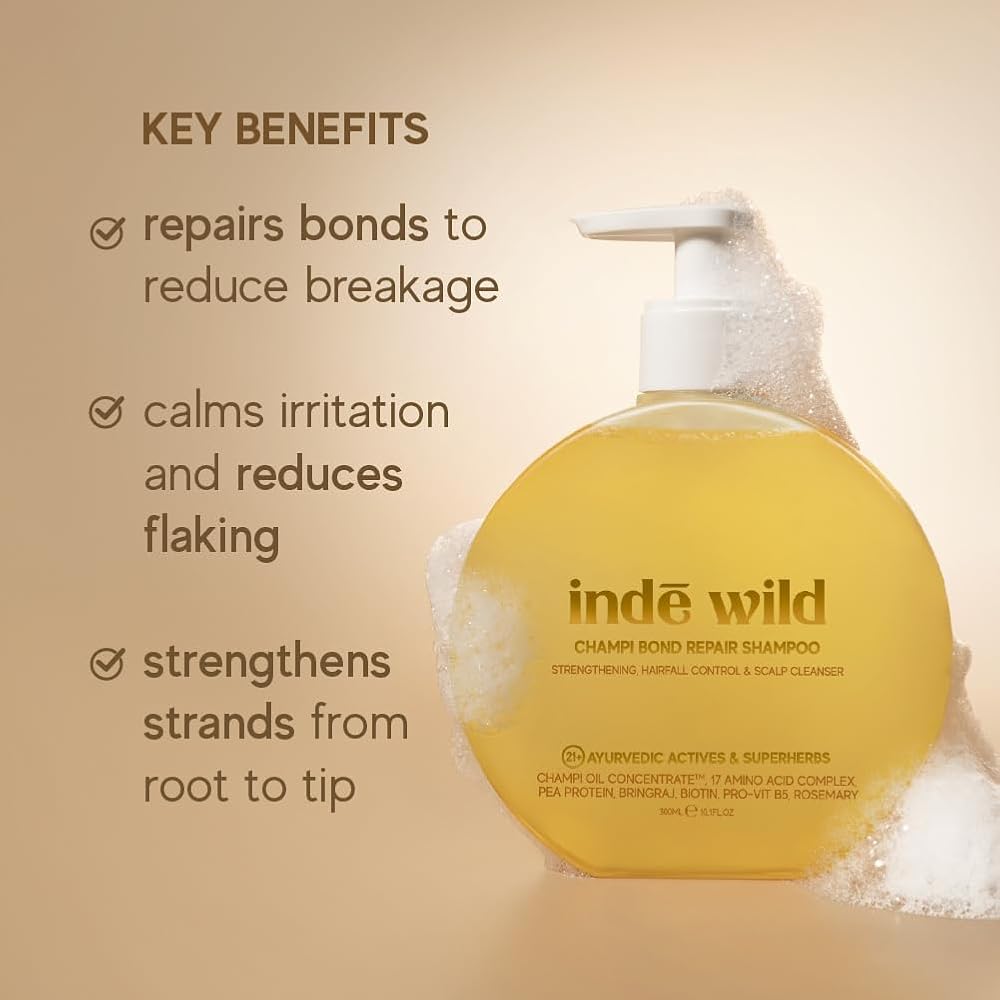 inde wild Champi Bond Repair Shampoo | Anti Hair Fall Shampoo for Hair Growth & Strengthening | Ayurvedic Scalp Cleansing Shampoo for Damaged