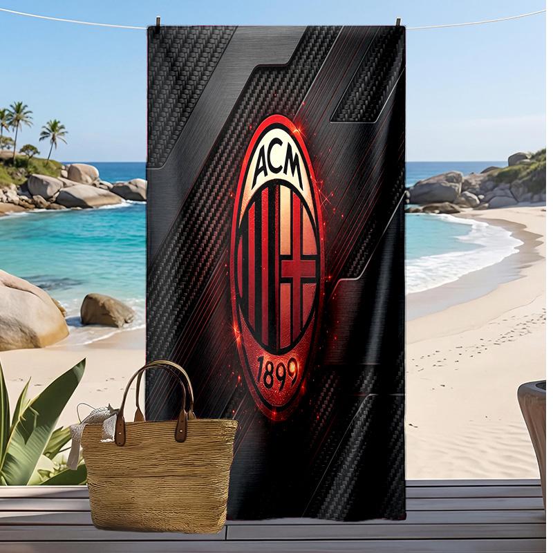 Asciugamano da Spiaggia Stampato AC Milan Asciugamano Morbido ad Asciugatura Rapida Coperta da Spiaggia Rettangolare Grande Portatile per Viaggi Piscina
