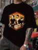 Rock Band Graphic T-shirt - Black with Orange & White Design