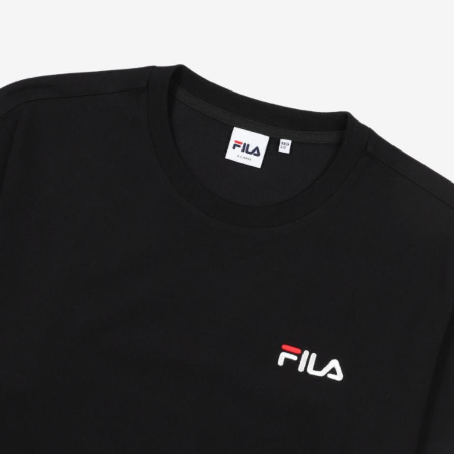 FILA Solid Color Crew Neck Pullover Long Sleeve T-Shirt Men Tops Black FS2RLF1101X-BLK