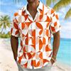 Hot Selling Men's Semi-circular Printed Short Sleeved Summer Casual Vacation Shirt, Loose Top