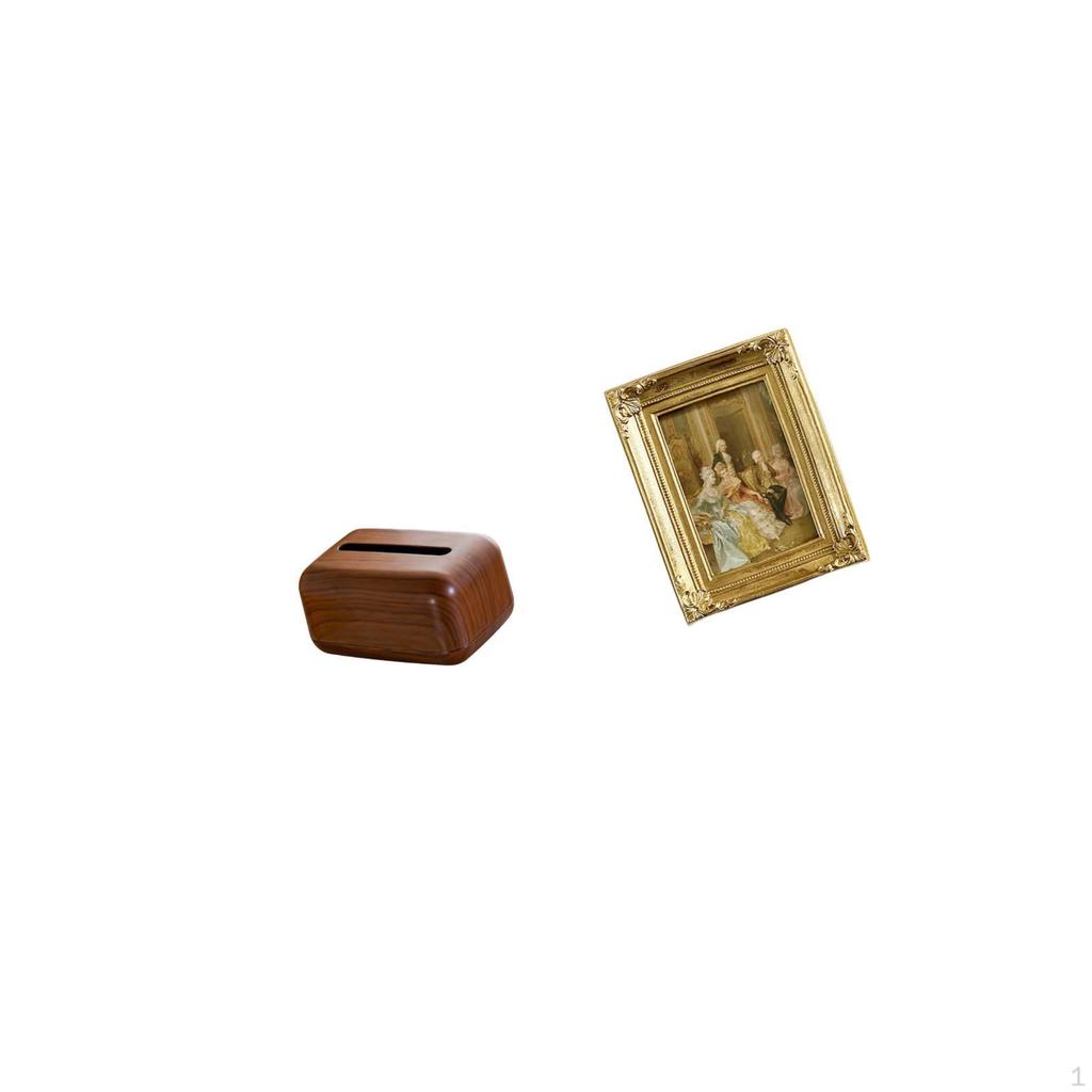 Multifunctional Rectangular Tissue Case Holder And Resin Photo Frame Card Display Organizer for