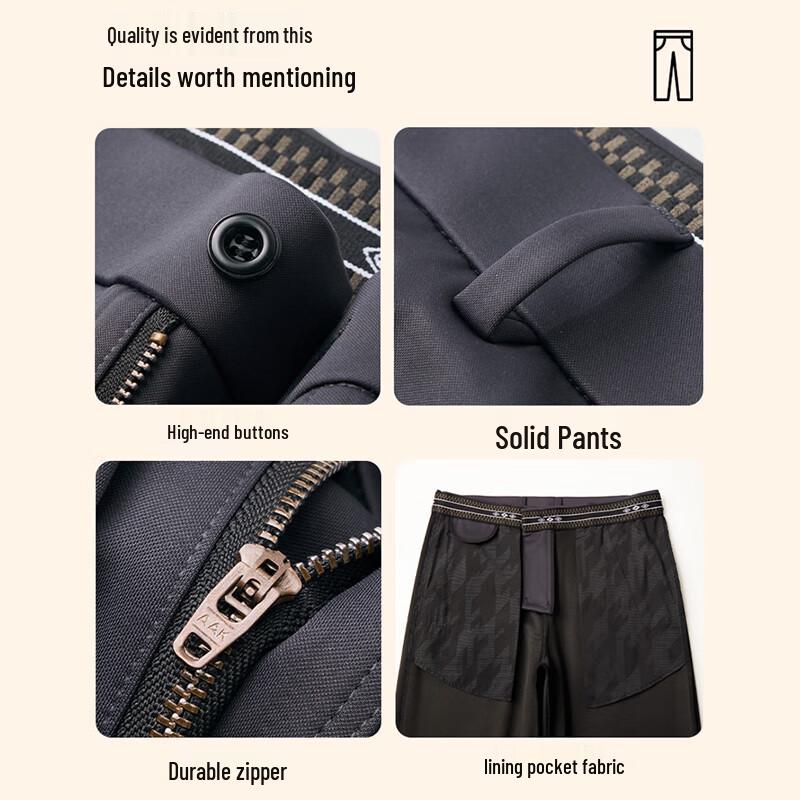 Romon Men's Mulberry Silk Blend Business Casual Straight Leg Pants