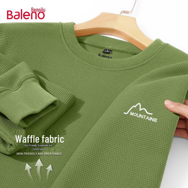 Baleno Men's Retro Waffle Knit Round Neck Sweatshirt