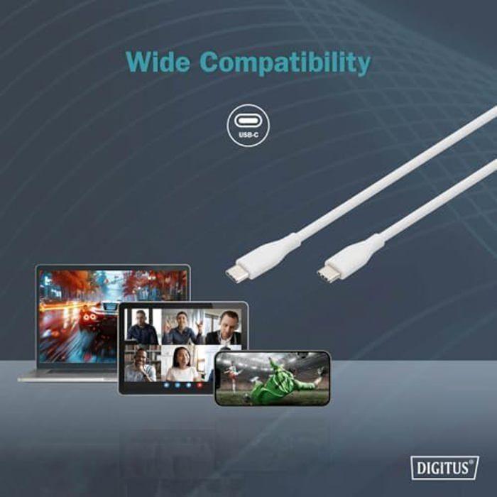 Câble de connexion USB 2.0 - DIGITUS - Type-C vers Type-C - 480 Mbit/s - 60W Power Delivery - Flexible