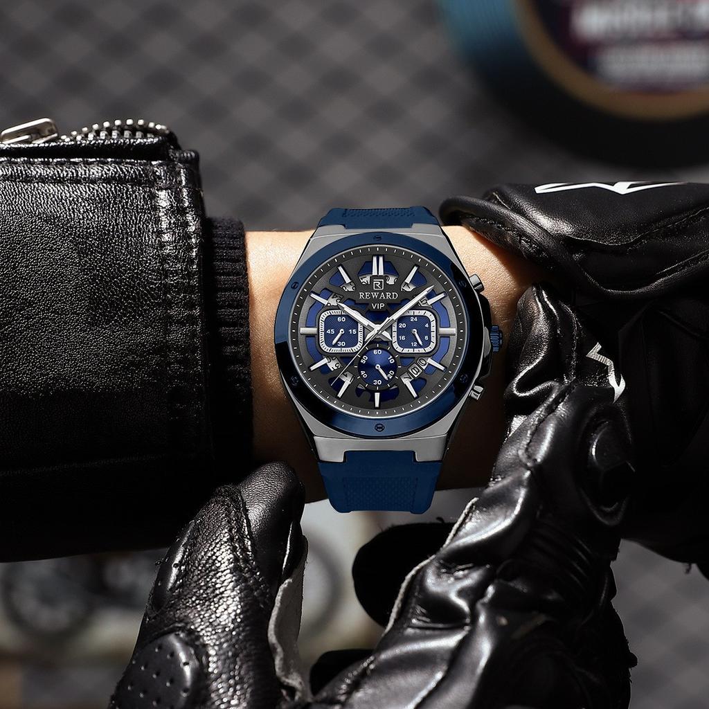 Men Watch Sport Chronograph Quartz Mens Watches Rubber Strap Green Blue Waterproof Wristwatch Relogio Masculino