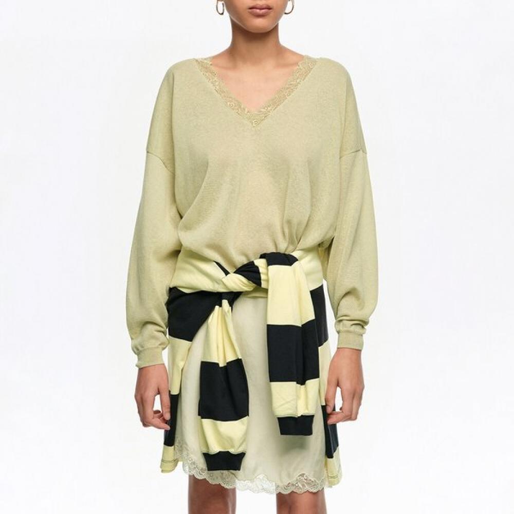 

Bimba Y Lola Linen Lace Cotton Sweater Light Green B265awk004gnb Green/S
