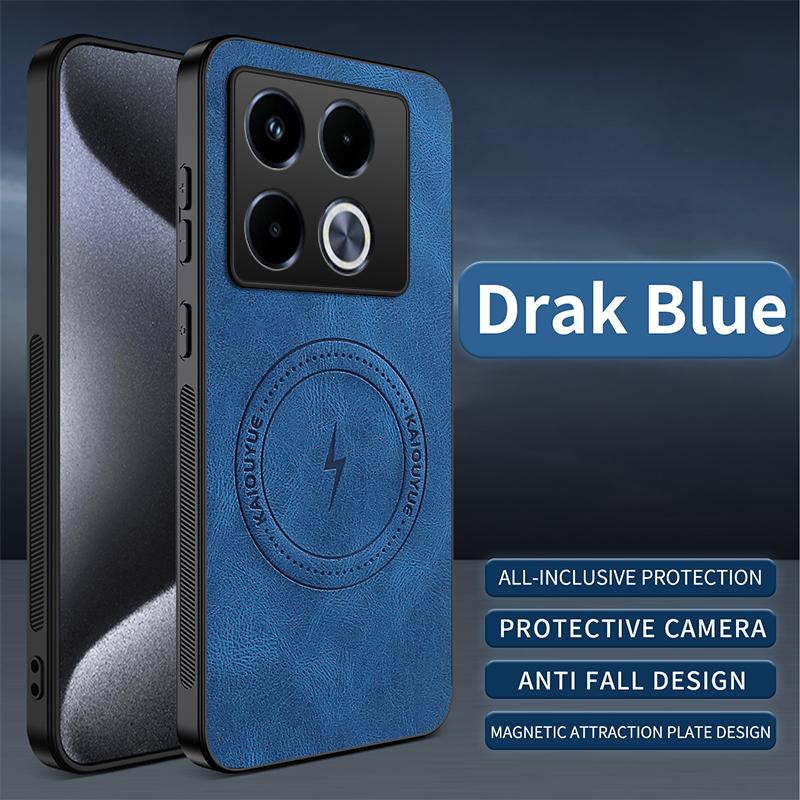Magnetic Case For Infinix Note 40 Pro Plus 5G Note40 40Pro 4G MagSafe Napa-textured PU Silicone Leather Cover Shockproof Bumper