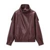 Chaquetas de Cuero para Mujer Manga Larga Botones Elásticas Abrigos Oversize Moda Otoño Invierno Streetwear
