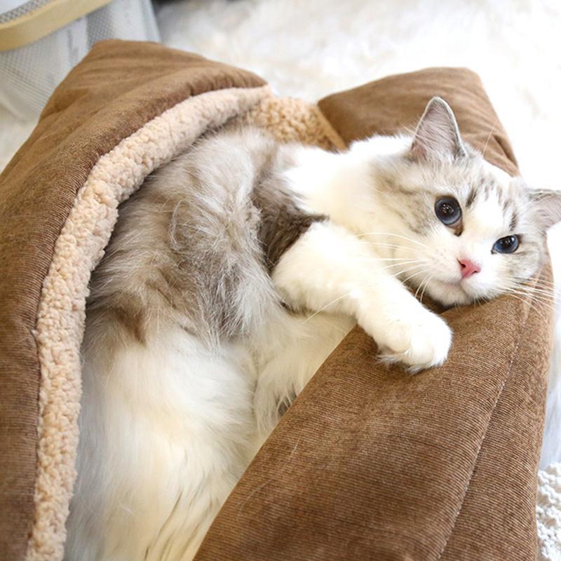 2-in-1 Faltbare Haustierbettmatte Warmes Haustierbett Haustierkennel Flauschiges Bequemes Haustierkissen