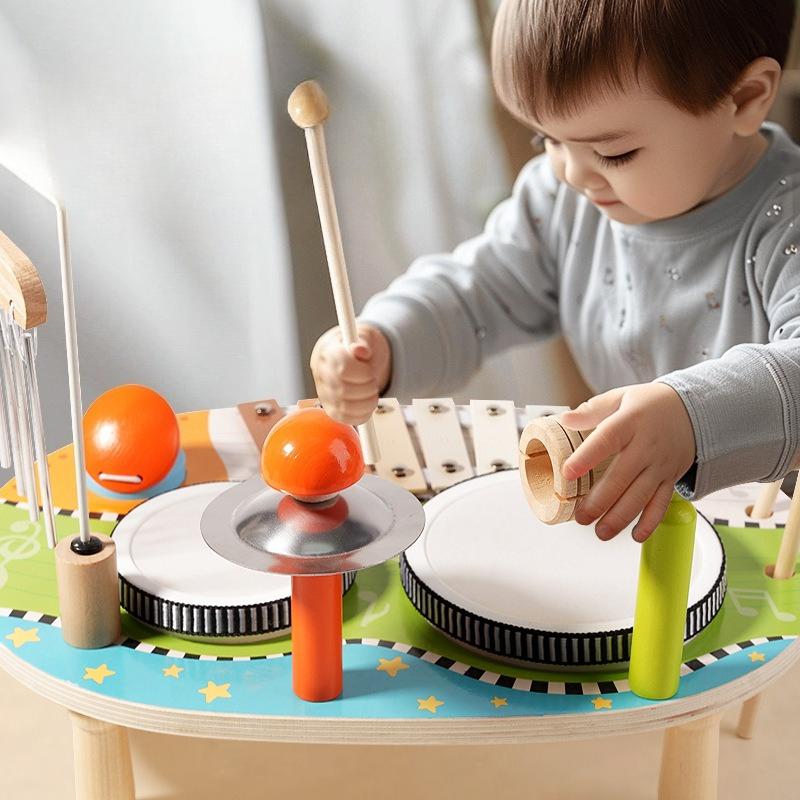 Children'S Wooden Multi-Functional Drum Kit Percussion Organ Chimes Percussion Instrument Music Enlightenment Early Education Educational Toys