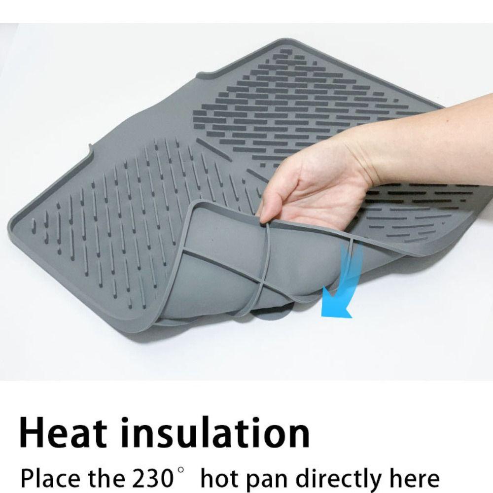 Non-slip Drainage Mat Silicone Sink Placemat Creative Dish Drying Mat for Kitchen Utensils