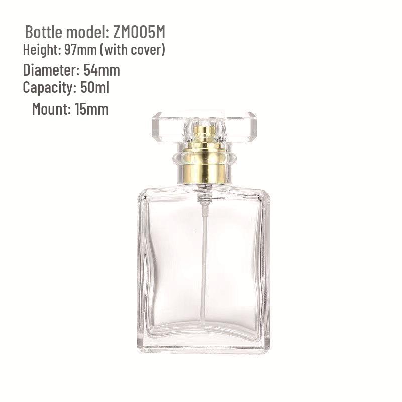 Transparent 100ml Square Perfume Bottle with Snap-on Dispenser