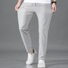 Men Pants Ice Silk Straight Thin Side Pockets Drawstring Elastic Waist Slim Fit Solid Color Quick Dry Gym Traning Jogging Sweatpants Long Trousers