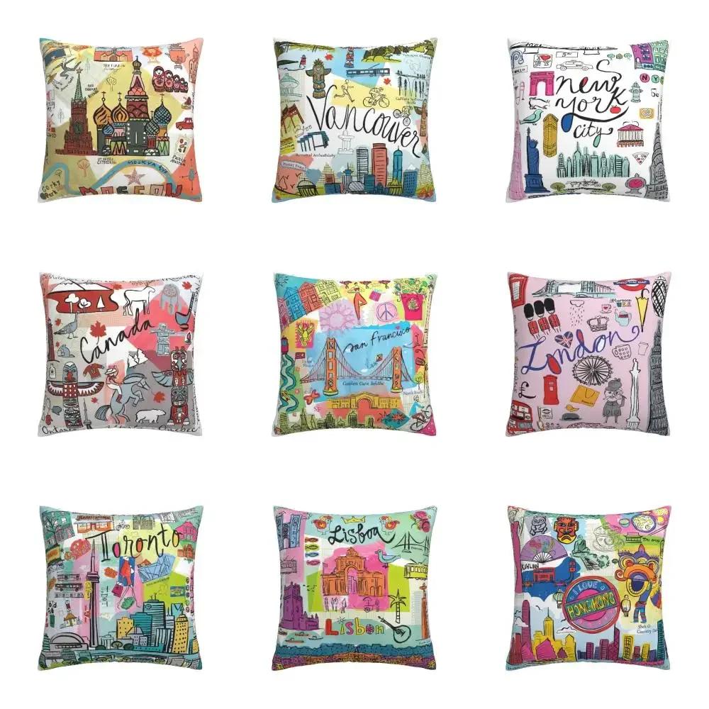 Nordic Graffiti Cushion Cover, Linen Pillow Cover, Sofa Cushion Cover Decoration 40x40 45x45 50x50 60x60, Can Be Customized
