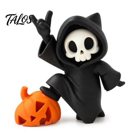 Halloween Pumpkin Skull Figurine Little Ornament, 3D Printed Decor, Cute Desktop Seasonal Spooky Party Supplies for Home Table Decoration And Festive