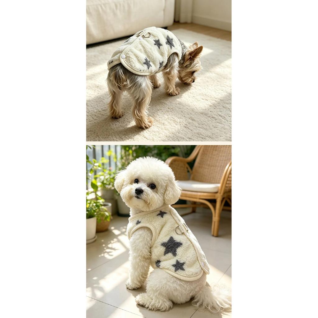 Double-Sided Fleece Puppy Jacket | Warm Vest for Pets & Cats | Heart Pattern Dog Clothes | Button-Back Open Vest for Maltese