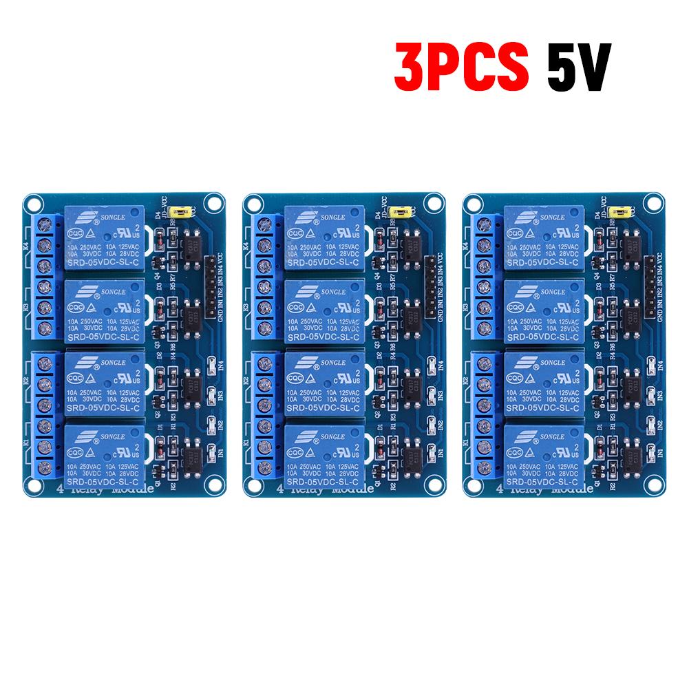 1-5 Stück 4-Kanal-Relaisplatine AVR 51 PIC 5V 12V 4-Kanal-Relaismodul mit Optokoppler-Relais 4-Wege-Relaismodul für Arduino