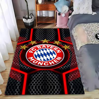 FC Bayern Munich Carpet with Logo Design, Red and Black Accent Suitable for Use As an Anti-slip for Living Room Bedroom Sofas