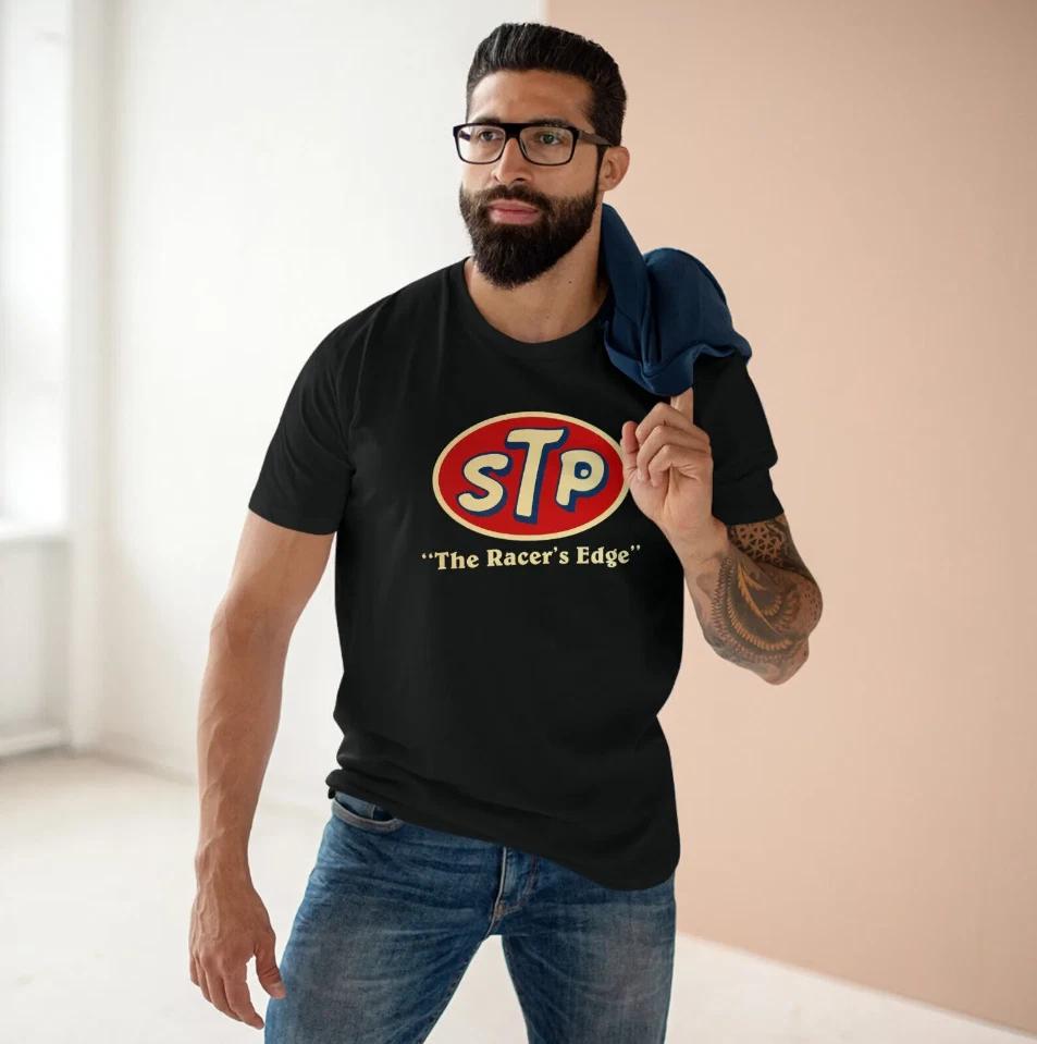 STP Racing Team Oil Logo Men s Black T-shirt 4XL