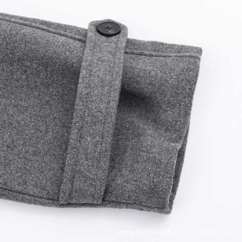 Womens Oversized Double-Breasted Wool Blend Coat With Waist Belt Longline Streetwear Style Winter Outerwear