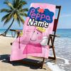 Custom Name Personalized Peppa Pig Print Beach Towel, for Trip Camping Beach Party Home Decor, Birthday Gift for Family & Friends