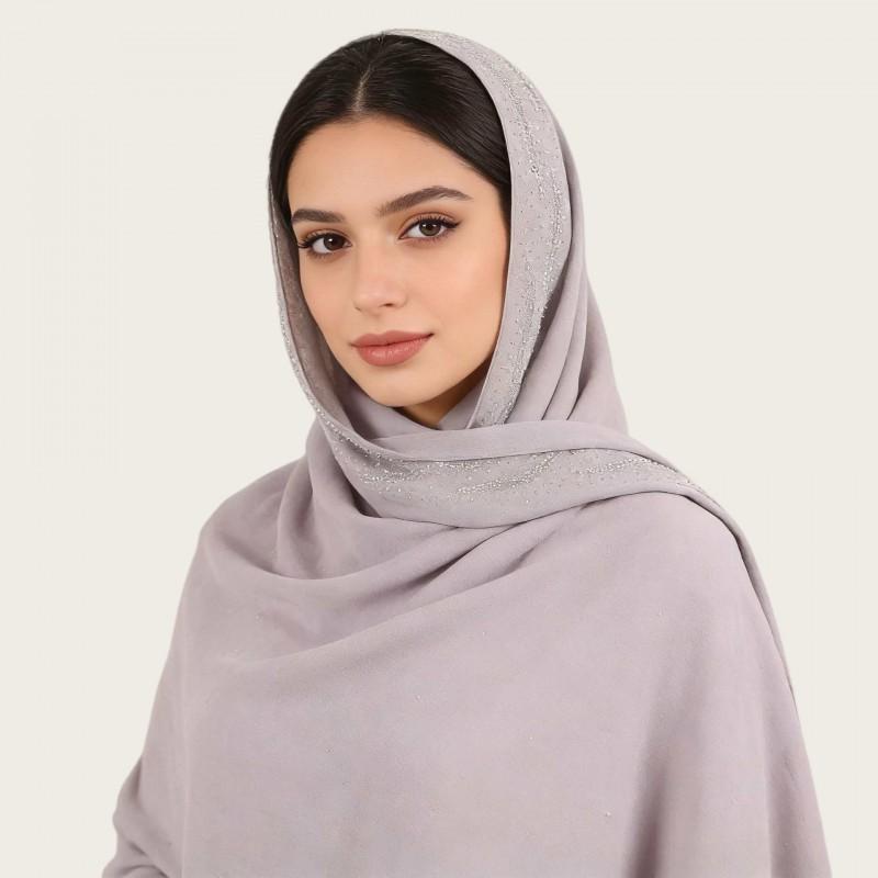 Womens Chiffon Scarf With Rhinestone Pearl Embellishment Ethnic Style Long Wrap Headband Accessory Elegant Lady Fashion