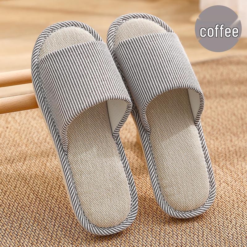 Four Seasons Cotton Linen Indoor Slippers - Thick-Soled, Unisex and Comfortable for Spring, Summer, and Autumn.