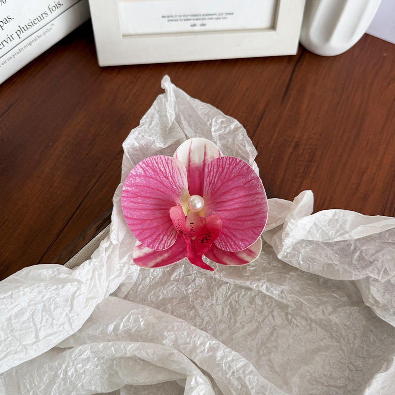 Hair Accessories Flower Hair Clip Hair Ornament Pink Orchid Orchid Hairpin Side Barrettes Headdress Bohemia Barrettes