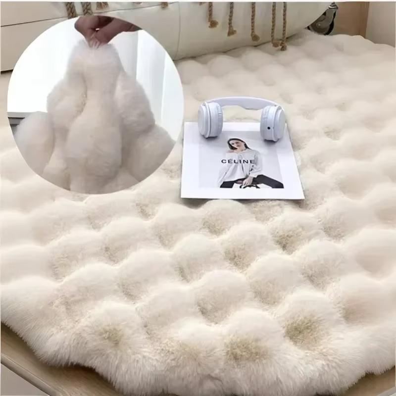 Round Bubble Velvet Carpet Solid Color Soft Fluffy Plush Non Slip Rugs Warm Bedroom Cushion Coffee Table Floor Mats Home Decor