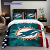 Miami Dolphins Spirit Three-piece set(1 * duvet cover + 2 * pillowcase, without core)Duvet cover and pillowcase Soft and comfortable