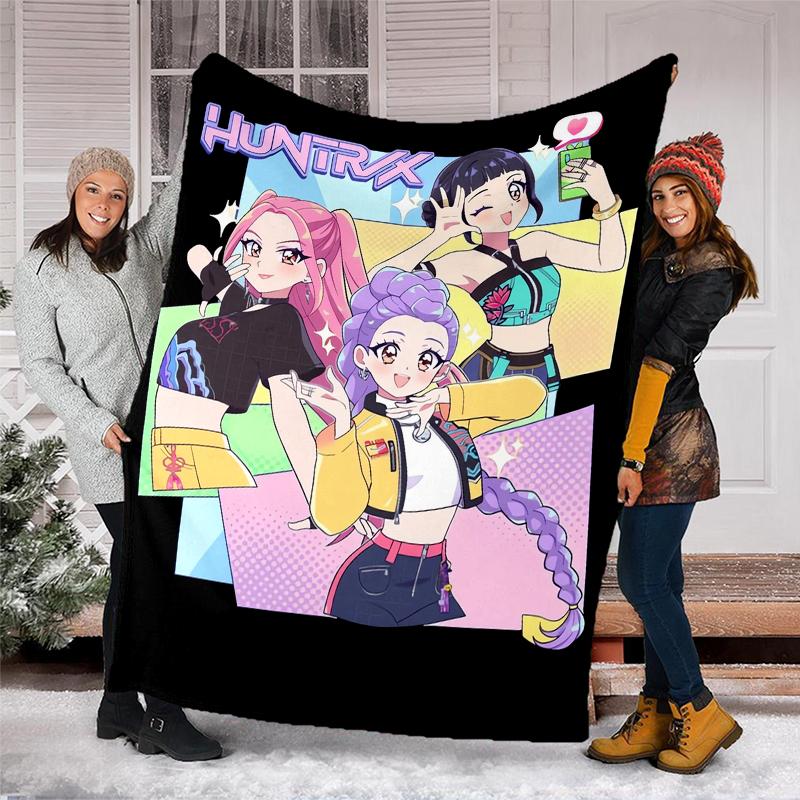 Coperta stampata a tema Cacciatori di Demoni KPop - Perfetta per divano, letto, viaggi e uso all'aperto | Lavabile in lavatrice, accogliente e resistente.