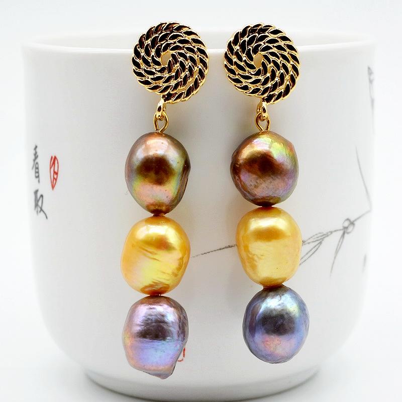 

Винтажные женские серьги с разноцветным натуральным жемчугом, подвески с нерегулярным жемчугом в стиле барокко, длинные свадебные аксессуары, модные подарки