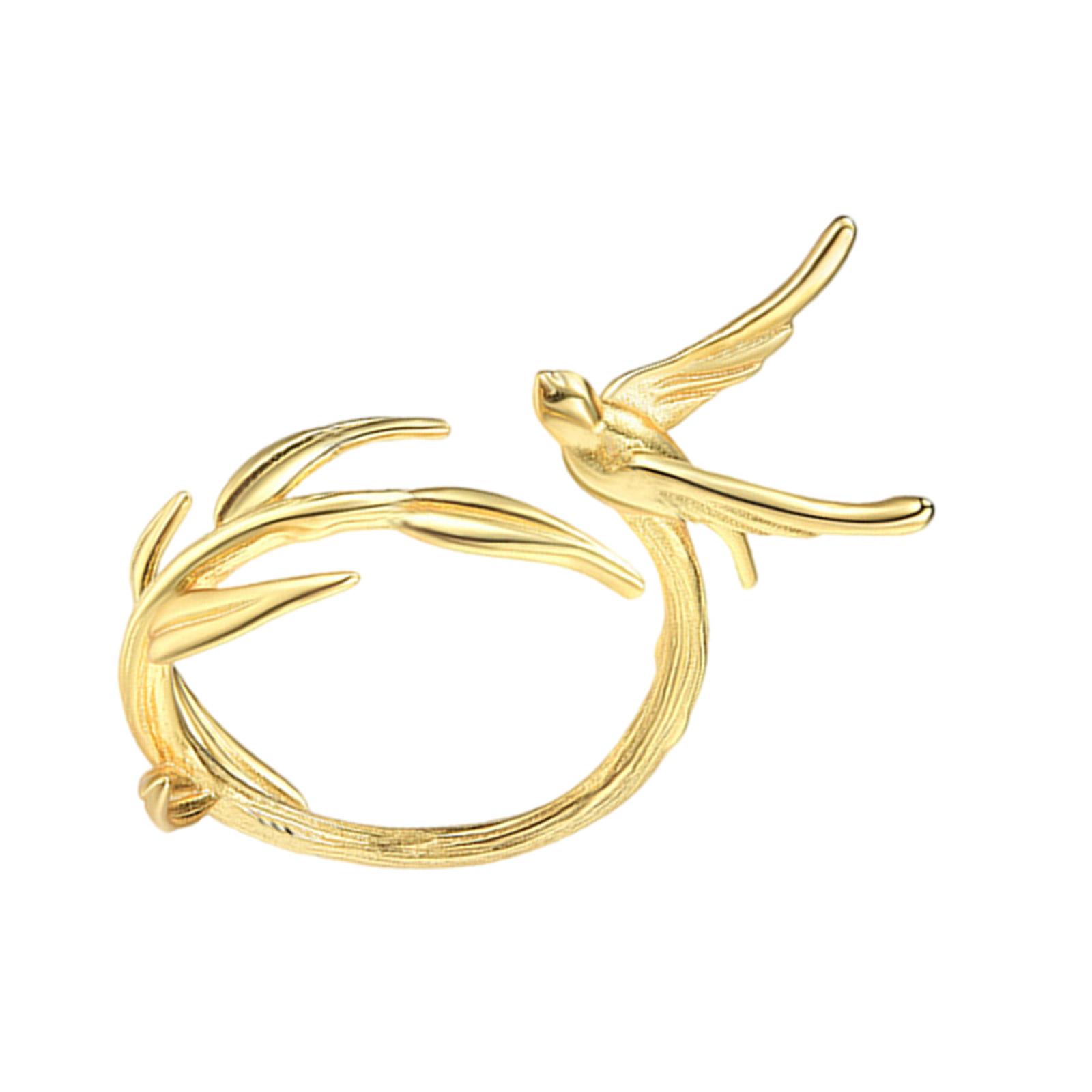 

Уникальные асимметричные кольца с ласточками, украшения для пальцев, кольца для свиданий, элегантные регулируемые кольца, сплавная текстура, подходят для женщин золотой