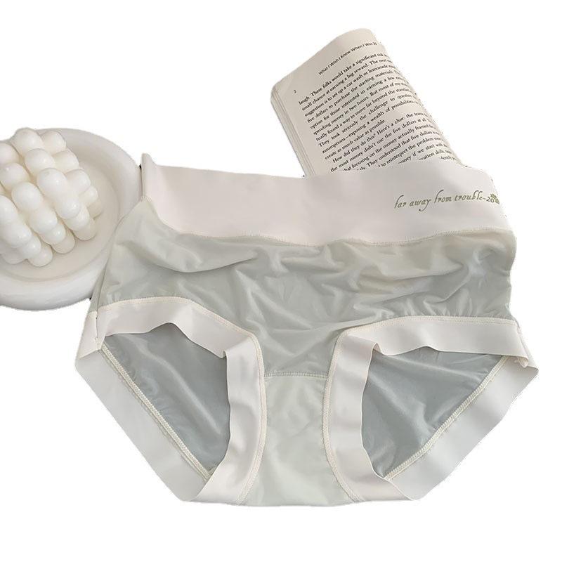 High-Waisted Nude Feel Quick-Dry Ice Silk Tummy Control Panties – Breathable Hip-Lifting Cotton Crotch Triangle Design for Women.