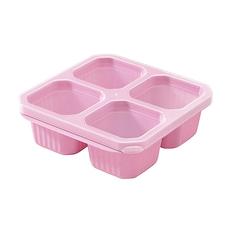 Контейнеры для закусок 4 отделения коробки для закусок для взрослых детей пшеничная солома приготовление пищи многоразовые контейнеры для хранения еды обед розовый 1470₽