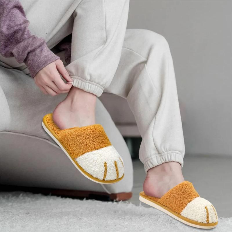 Fashion Litfun Winter Fuzzy Slippers Women Cute Animal Slippers House Warm Fur Slippers Couples Bedroom Non-Slip Indoor Fluffy Slippers