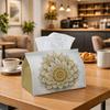 1pc Luxury Decorative Mandala Tissue Holder Featuring Golden Layered Floral Design, Versatile Fabric Tissue Box, Ideal for Outdoor Events, Daily Use a