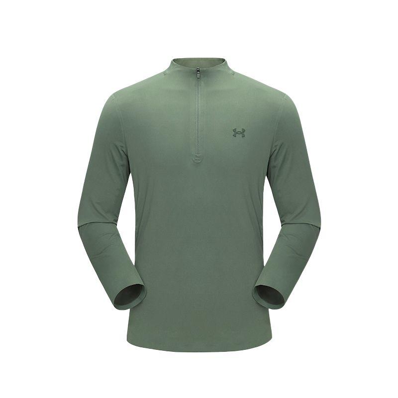 Under Armour SS25 Commute Series Outdoor Breathable Stand Collar Long Sleeve T-Shirt Men Tops Lead-Gray-Green 15117217-0110
