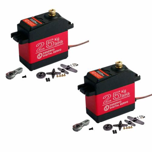 Set of 2 DS3225 Waterproof 25KG Digital Servo, Full Metal Digital Steering Servo with 25T Servo Arm, 270 Rotation for RC Cars
