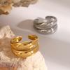Youthway Double Lines Stainless Steel Irregular Geometric Open Ring Minimalism Metal Rust Proof Finger Jewelry New