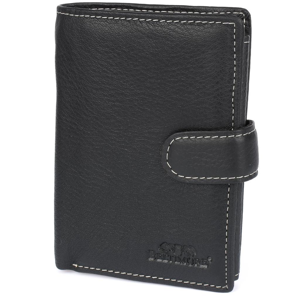 Beltimore Men's Large Vertical Leather Wallet With Clasp, Black, Rfid Premium