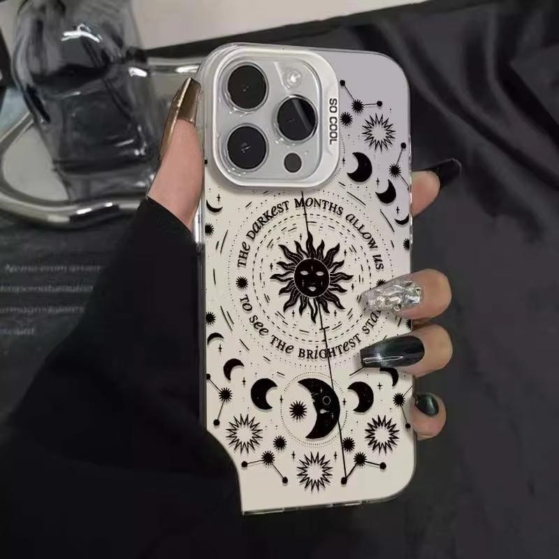 Retro Moon Sun God Electroplate Silver Phone Case For Samsung Galaxy S23 S24 S25 S26 Ultra S22 S21 S20 Plus FE A54 A55 Cover