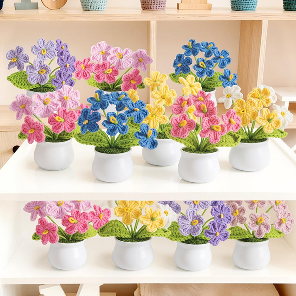 Knitting Crochet Lavender Flowers Potted Plant Colorful Flowers Handmade Flowers Home Office Car Decors Valentine Gift