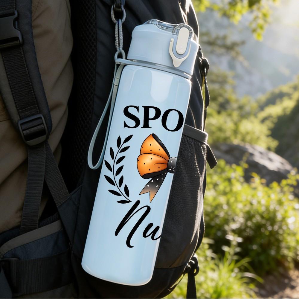 1PC Spooky Nurse Bow Wreath 750ml Color Plastic Sports Water Bottle Leakproof Flip Straw Lid Suitable for Sports Office Home Use